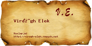Virágh Elek névjegykártya